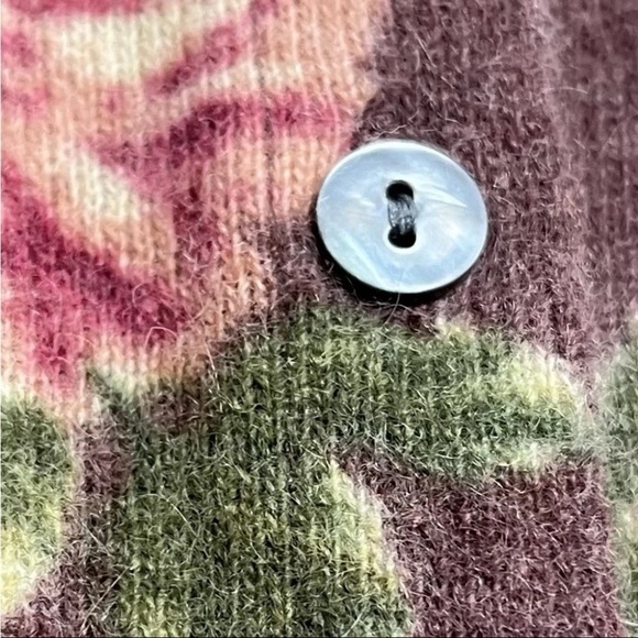 Laura Ashley Cardigan Sz S Angora Wool Rose Print Button Up Vtg Cottagecore EUC - Picture 14 of 15